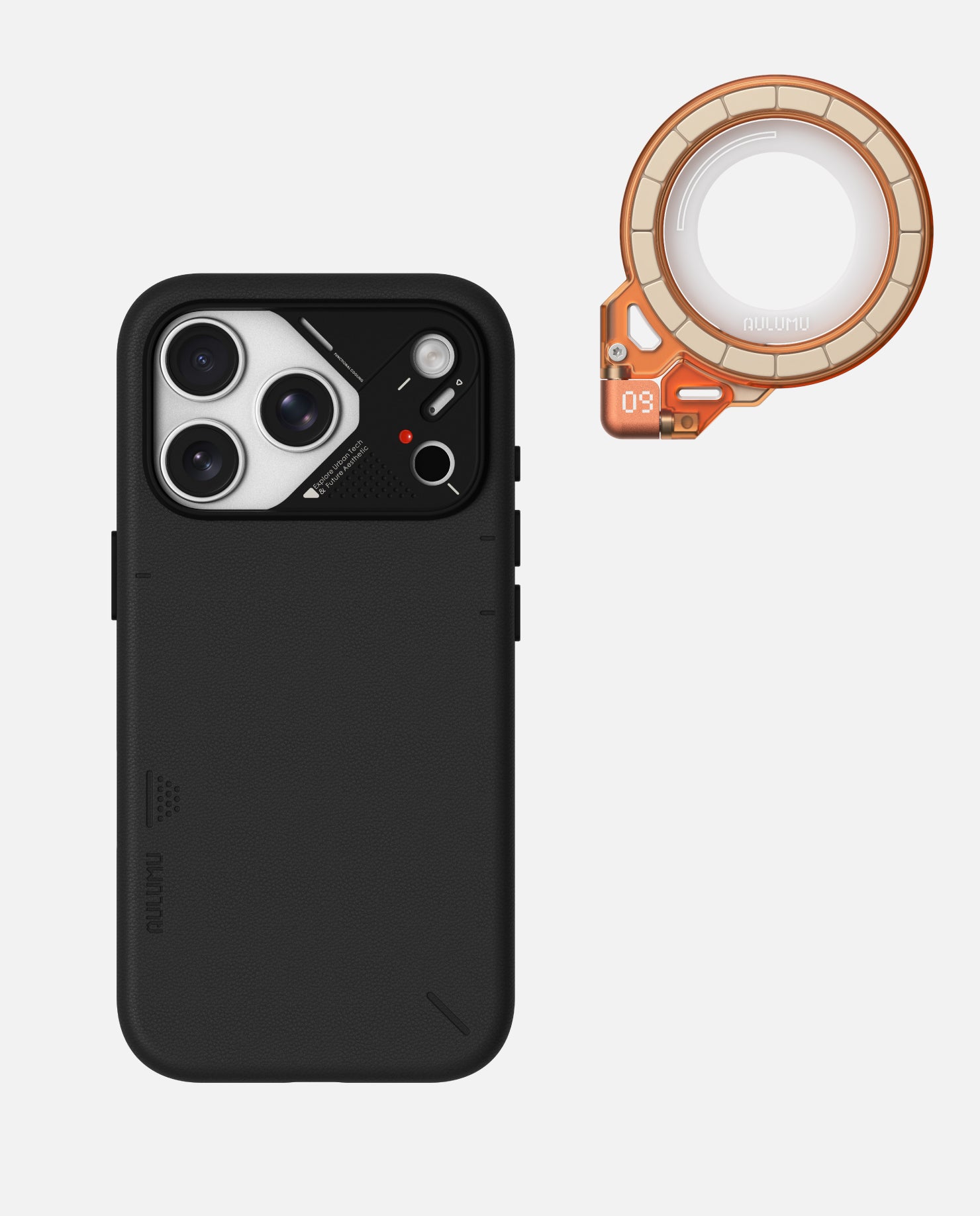 A17 iPhone 17 Series Vegan Leather Case & G09 Ghost Infinite 360° Magnetic Stand