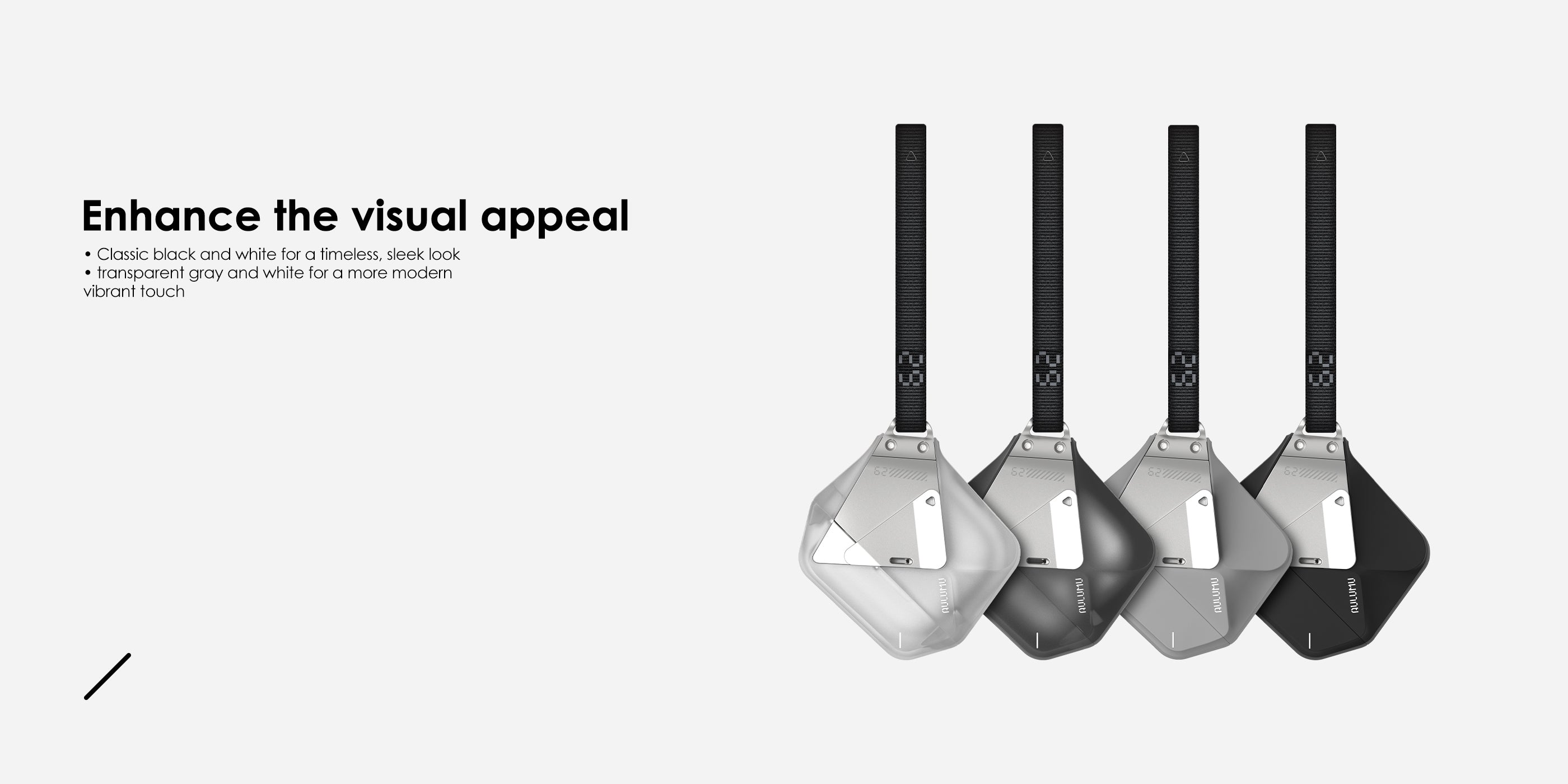Lineup of AULUMU A29 geometric cases for AirPods 4 in multiple colors hanging by lanyards, emphasizing durable shock-absorbing shell