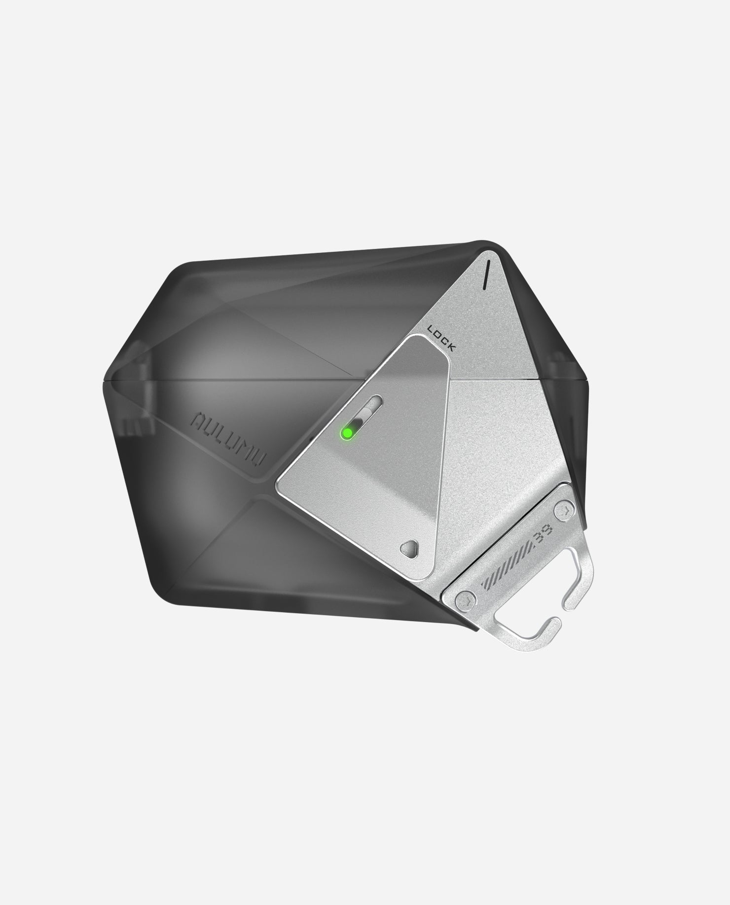 AULUMU A39 geometric case for AirPods Pro 3 in Translucent Gray showing the earphone silhouette inside