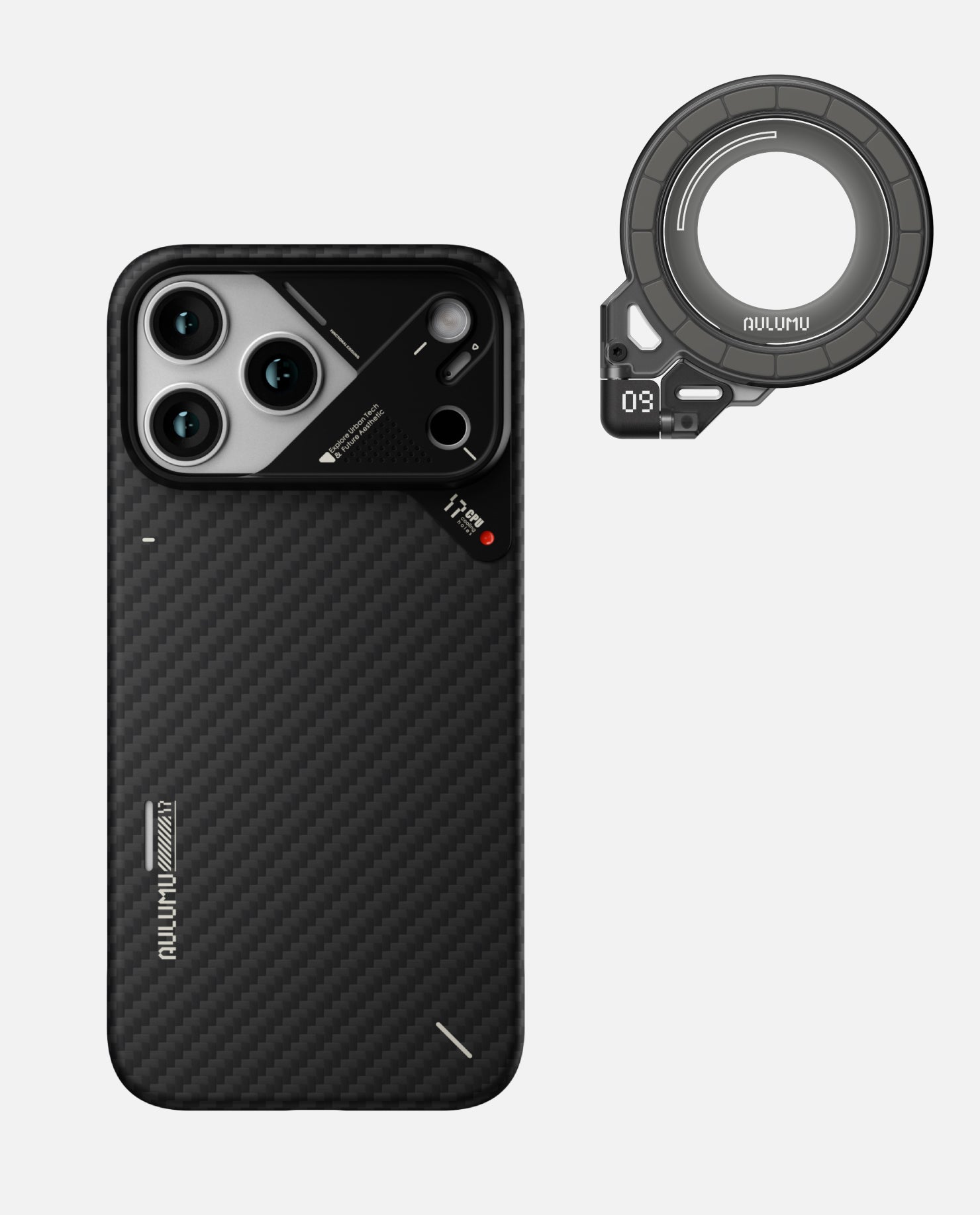 A17 iPhone 17 Series Aramid Fiber Case & G09 Ghost Infinite 360° Magnetic Stand