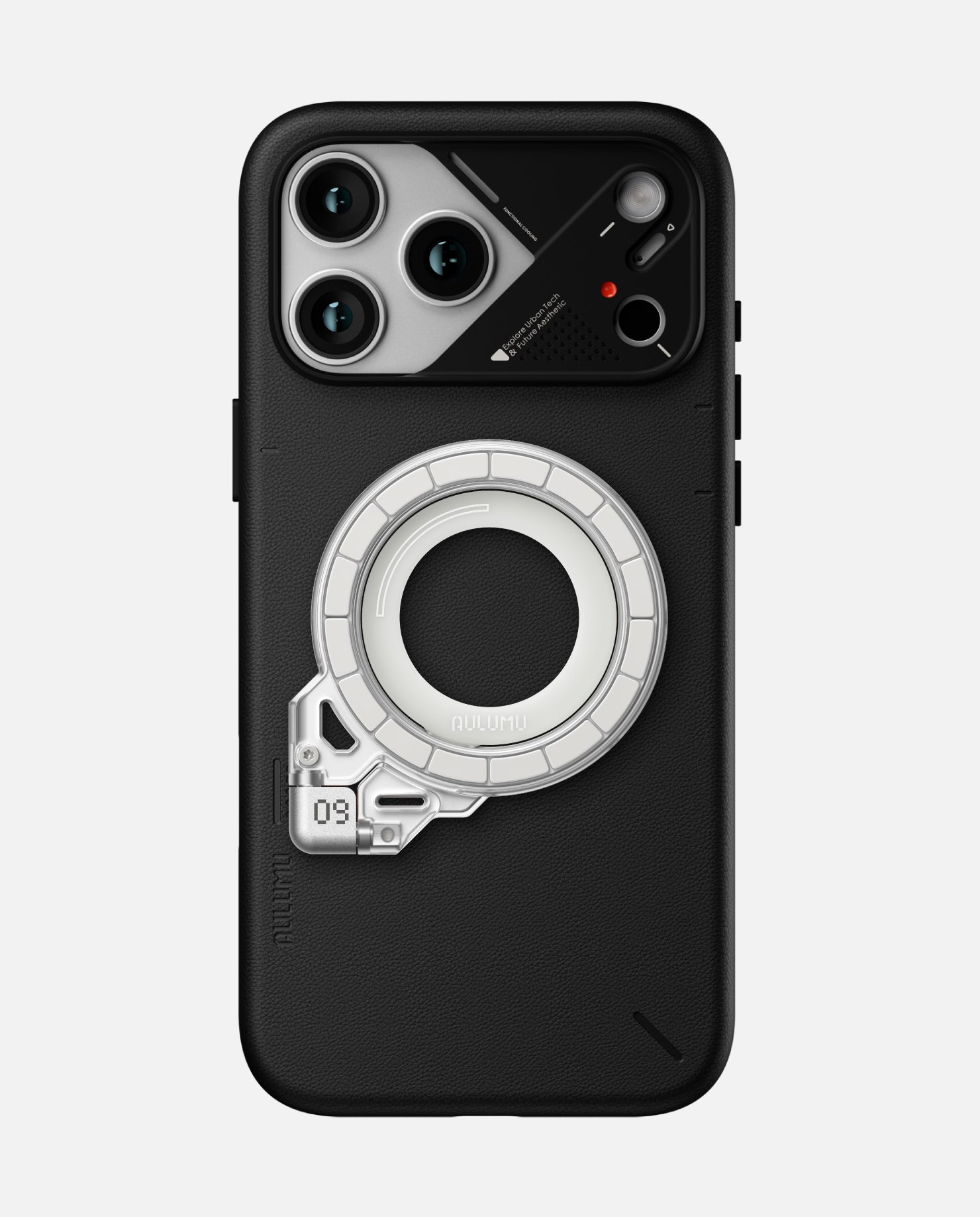 A17 iPhone 17 Series Vegan Leather Case & G09 Ghost Infinite 360° Magnetic Stand